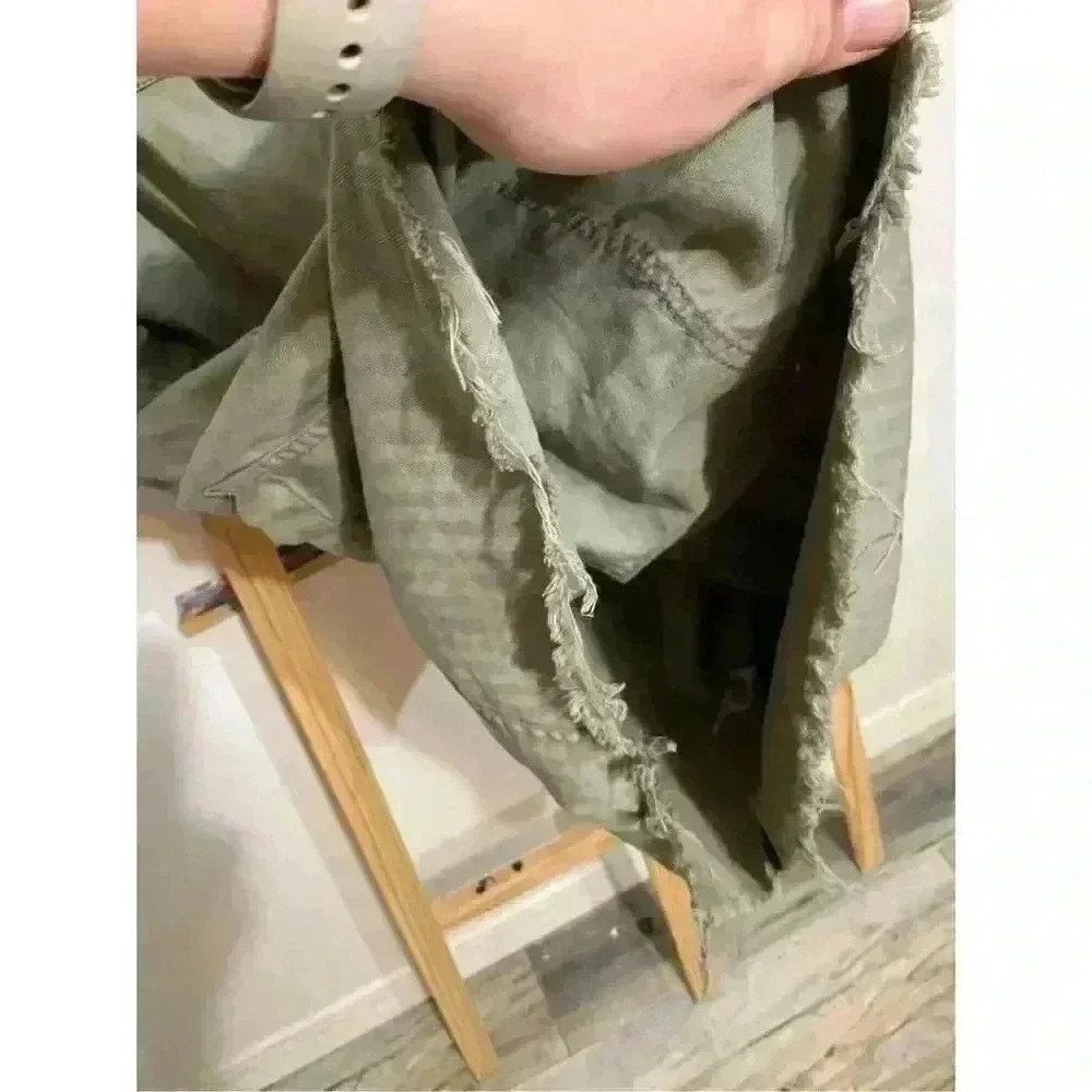 Lucky Brand Drawstring Dress, Women’s Size XS Frayed Hem Above the Knee, Aviator - Picture 3 of 12